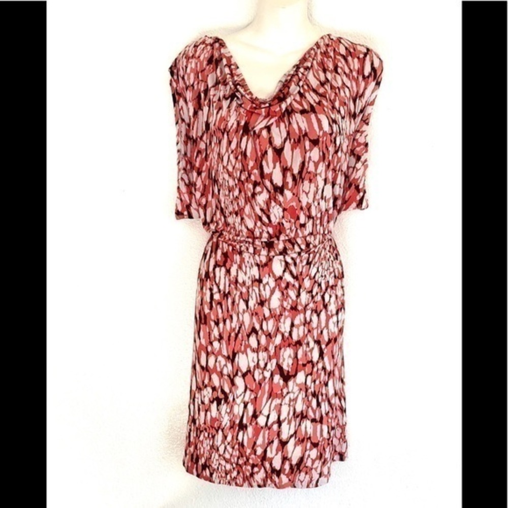 Marc bouwer coral print side rushed dress Large